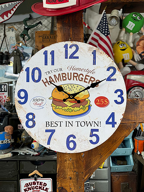 ハンバーガー　アンティーク　ウォールクロック ■ アメリカ雑貨 アメリカン雑貨 |  | 06