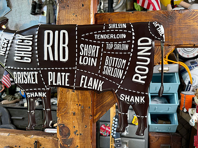 牛　ビーフ　ミートカットチャート　エンボス　ティンサイン　ブリキ看板 ■ アメリカ雑貨 アメリカン雑貨 |  | 02