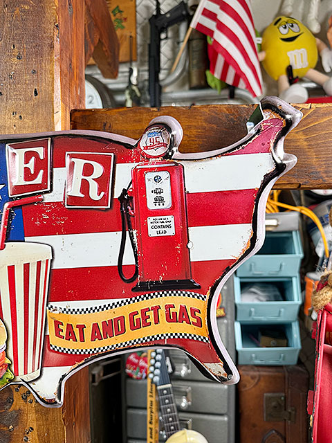 アメリカンダイナー　星条旗マップ　エンボス　ティンサイン　ブリキ看板 ■ アメリカン雑貨 アメリカ雑貨 爆買 |  | 02