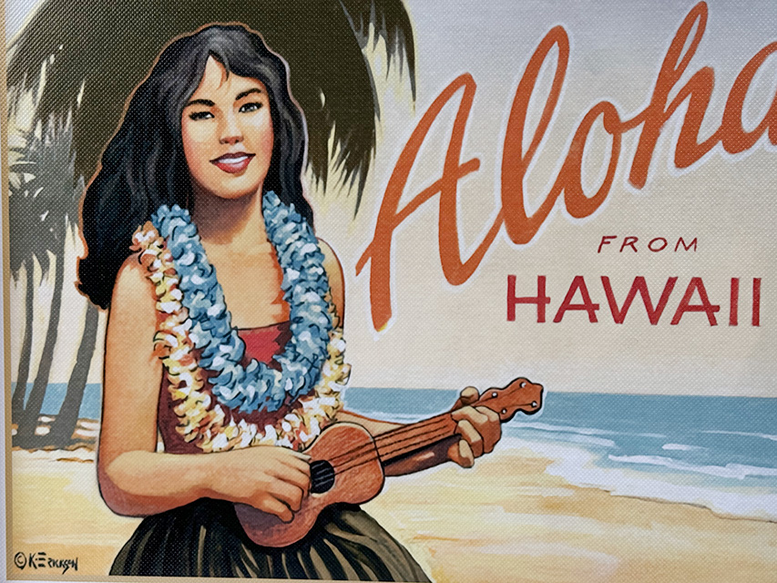 ハワイアン　ヴィンテージアート　ウッドフレーム　（ウクレレガール＆ビーチ） ■ アメリカン雑貨 アメリカ雑貨 |  | 02