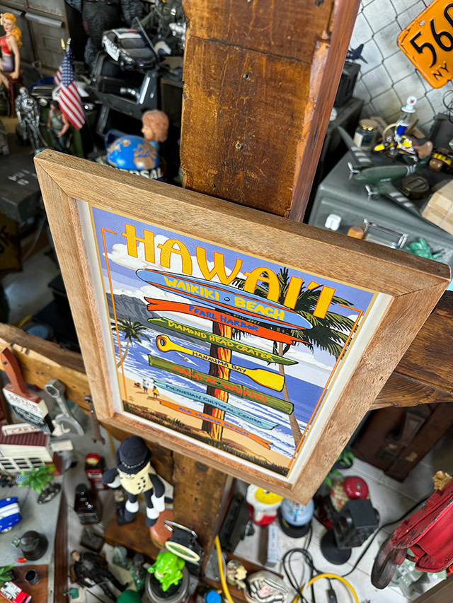 ハワイアン　ヴィンテージアート　ウッドフレーム　（観光名所の案内看板） ■ アメリカン雑貨 アメリカ雑貨 |  | 01
