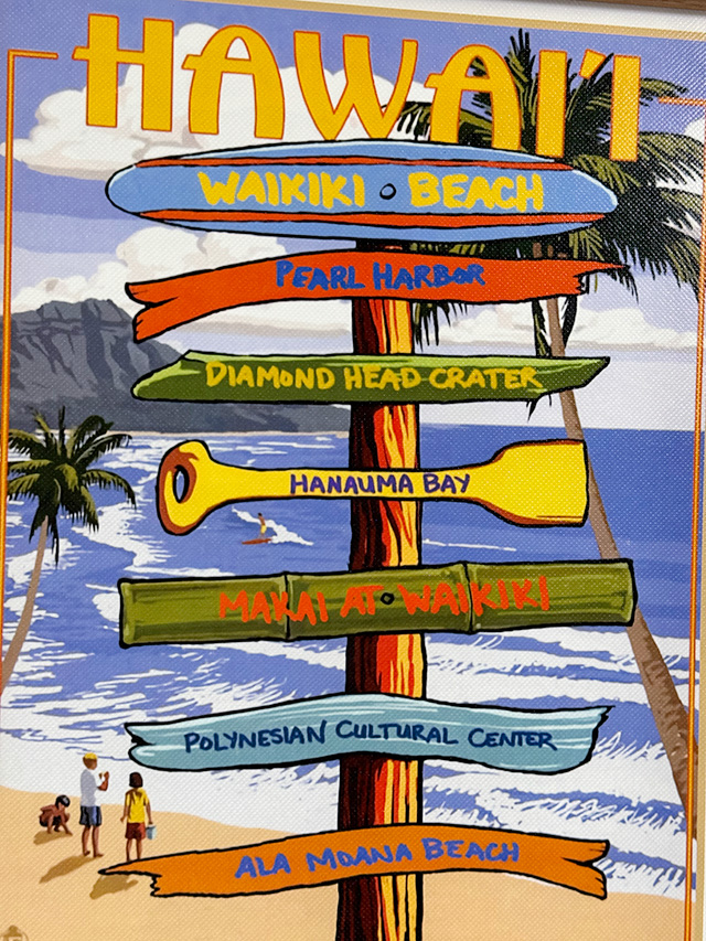 ハワイアン　ヴィンテージアート　ウッドフレーム　（観光名所の案内看板） ■ アメリカン雑貨 アメリカ雑貨 |  | 02