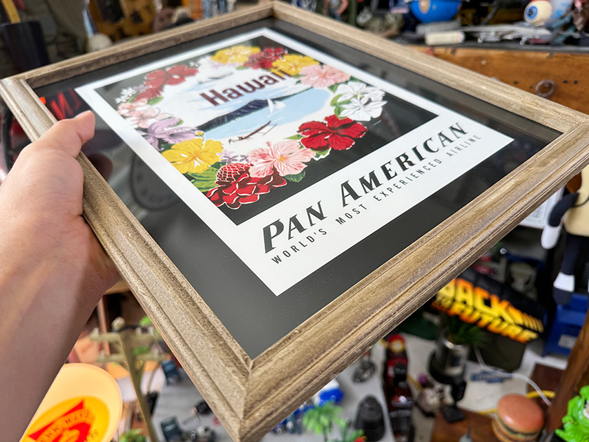 ハワイアン　ヴィンテージポスター　ウッドフレーム　（パンナム/WORLD'S MOST EXPERIENCED AIRLINE） ■ アメリカン雑貨 アメリカ雑貨 |  | 07