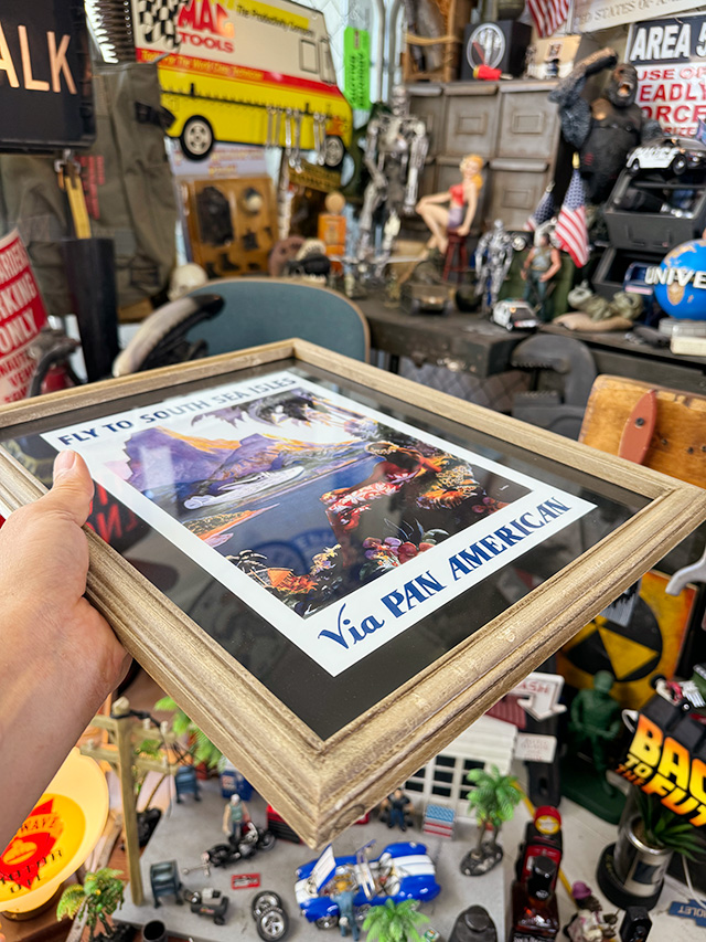 ハワイアン　ヴィンテージポスター　ウッドフレーム　（パンナム/FLY TO SOUTH SEA ISLES） ■ アメリカン雑貨 アメリカ雑貨 |  | 07