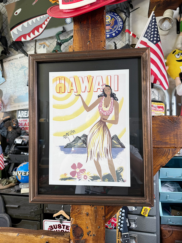 ハワイアン　ヴィンテージポスター　ウッドフレーム　（フラガール） ■ アメリカン雑貨 アメリカ雑貨 | 