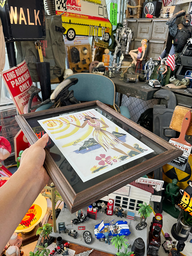 ハワイアン　ヴィンテージポスター　ウッドフレーム　（フラガール） ■ アメリカン雑貨 アメリカ雑貨 |  | 07