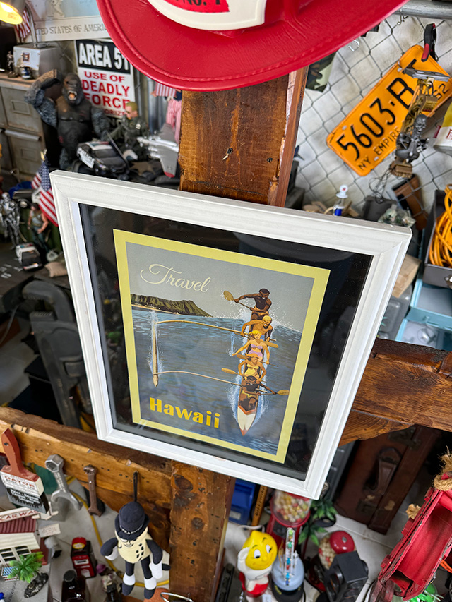ハワイアン　ヴィンテージポスター　ウッドフレーム　（アウトリガーカヌー） ■ アメリカ雑貨 アメリカン雑貨 |  | 03