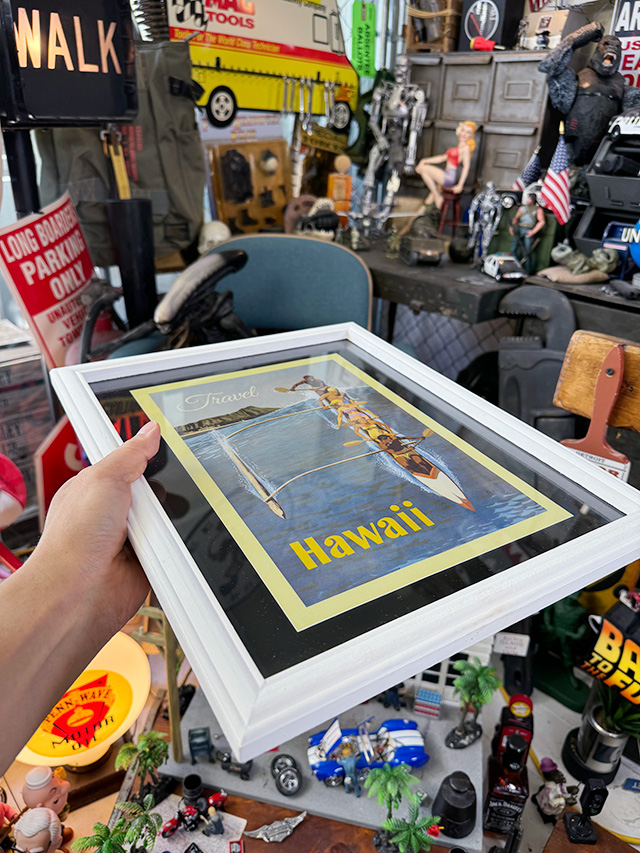ハワイアン　ヴィンテージポスター　ウッドフレーム　（アウトリガーカヌー） ■ アメリカ雑貨 アメリカン雑貨 |  | 07