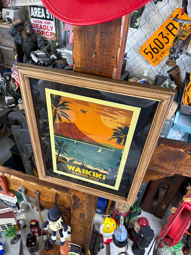 ハワイアン　ヴィンテージポスター　ウッドフレーム　（WAIKIKI-DIAMOND HEAD） ■ アメリカン雑貨 アメリカ雑貨 |  | 03