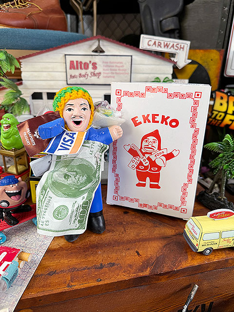 タバコ好きな福の神　願い事が叶う　エケコ人形　（ブルー）　ペルー産　※帽子色はランダムアソートでのお届けです |  | 07