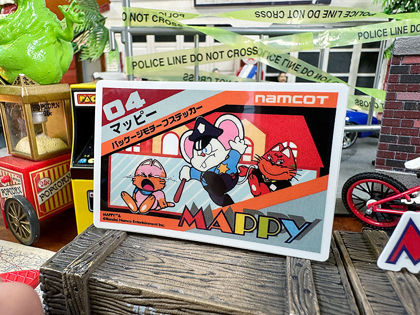 ナムコ　オフィシャル　ステッカー　マッピー　（ソフト＆タイトルロゴ）　初代ファミコン ■ アメリカン雑貨 アメリカ雑貨 |  | 03