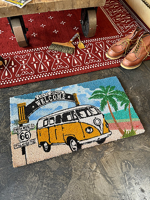ルート66　ココマット　（ワーゲンバス/サンタモニカ）靴のままで使う玄関マット ■ アメリカン雑貨 アメリカ雑貨 | 