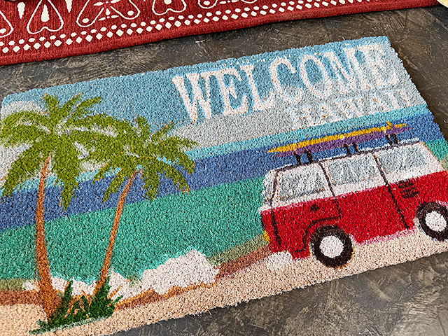 ワーゲンバス　ココマット　（WELCOME HAWAII）　靴のままで使う玄関マット　ハワイアン　玄関マット ■ アメリカン雑貨 アメリカ雑貨 |  | 01