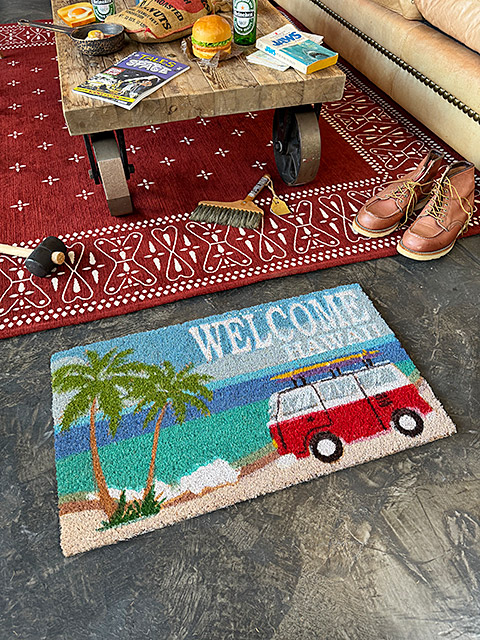 ワーゲンバス　ココマット　（WELCOME HAWAII）　靴のままで使う玄関マット　ハワイアン　玄関マット ■ アメリカン雑貨 アメリカ雑貨 |  | 04