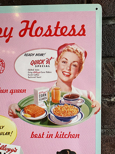 ケロッグ　ブランフレーク　ブリキ看板　（ハッピーホステス） ■ アメリカン雑貨 アメリカ雑貨 爆買 |  | 01