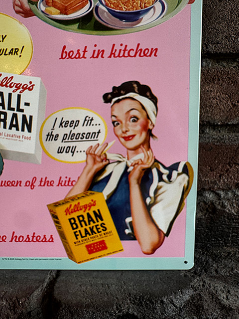 ケロッグ　ブランフレーク　ブリキ看板　（ハッピーホステス） ■ アメリカン雑貨 アメリカ雑貨 爆買 |  | 03