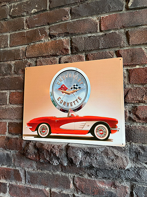 1958年　シボレー　コルベット C1　＆　エンブレム　ブリキ看板 ■ アメリカン雑貨 アメリカ雑貨 |  | 04