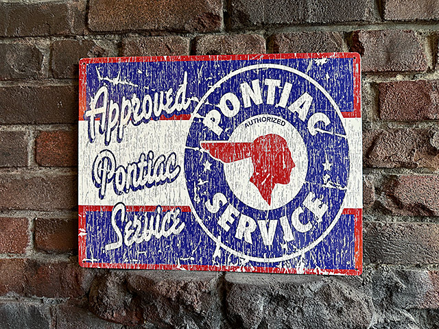 ポンティアック　サービス　チーフポンティアック　ブリキ看板　エイジングサイン ■ アメリカン雑貨 アメリカ雑貨 | 