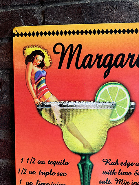 マルガリータ　カクテルレシピ　＆　ピンナップガール　ブリキ看板 ■ アメリカン雑貨 アメリカ雑貨 |  | 01