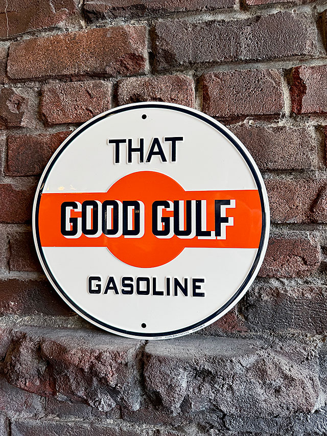 Yahoo! Yahoo!ショッピング(ヤフー ショッピング)ガルフ　ラウンド型　ブリキ看板　（THAT GOOD GULF GASOLINE） ■ アメリカン雑貨 アメリカ雑貨