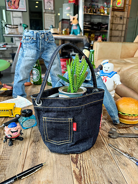 アライヤン　デニム　小物入れ　（インディゴ）　岡山産デニム　MADE IN JAPAN　サークルポット ■ アメリカ雑貨 アメリカン雑貨 | 