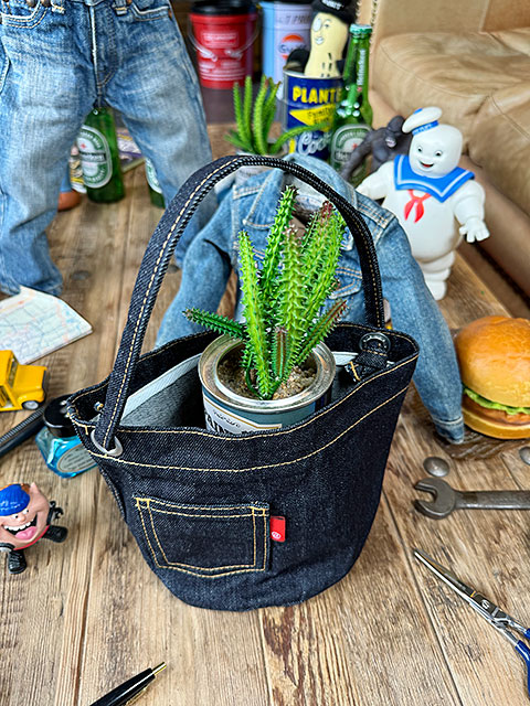 アライヤン　デニム　小物入れ　（インディゴ）　岡山産デニム　MADE IN JAPAN　サークルポット ■ アメリカ雑貨 アメリカン雑貨 |  | 01