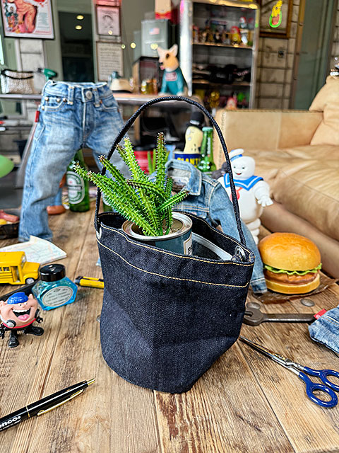 アライヤン　デニム　小物入れ　（インディゴ）　岡山産デニム　MADE IN JAPAN　サークルポット ■ アメリカ雑貨 アメリカン雑貨 |  | 04