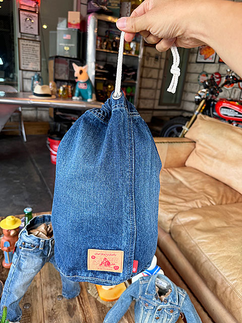 アライヤン デニム 巾着 （Lサイズ） 岡山産デニム MADE IN JAPAN