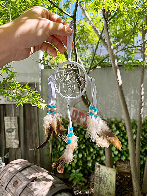 ネイティブアメリカン　ナバホ族が手掛けた本物　ドリームキャッチャー　（Mサイズ/ライトグレー）　ハンドメイド　MADE IN U.S.A.　単品 |  | 03