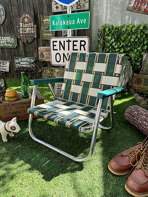 新品 LAWN CHAIR ローンチェア 箱付き USA ベージュ ローバック ローン