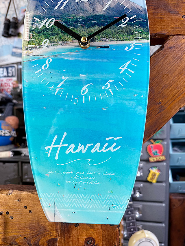 ハワイ　ワイキキビーチ　サーフボード　ガラスクロック　L　壁掛け時計 ■ アメリカン雑貨 アメリカ雑貨 |  | 02