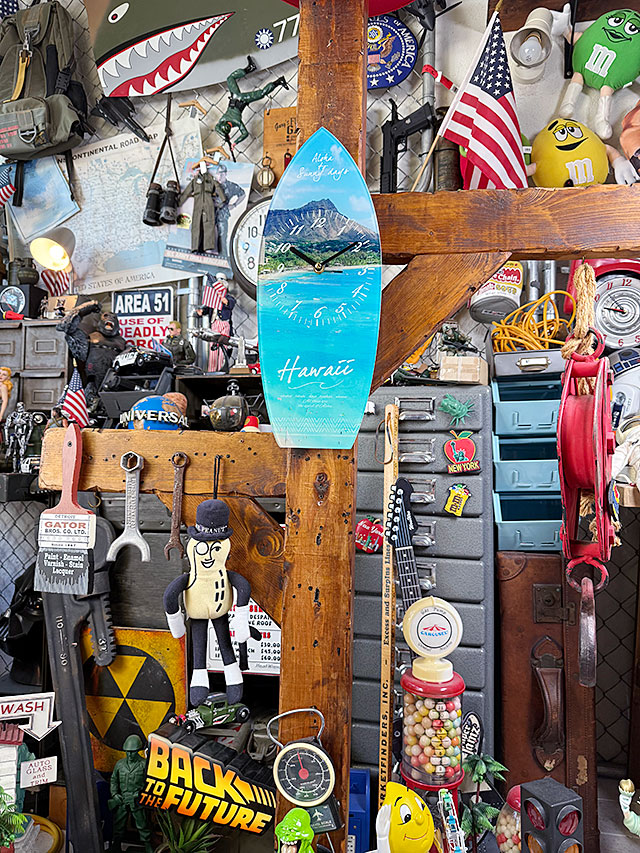 ハワイ　ワイキキビーチ　サーフボード　ガラスクロック　L　壁掛け時計 ■ アメリカン雑貨 アメリカ雑貨 |  | 03