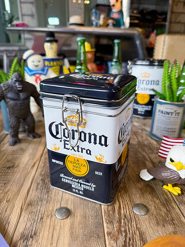 コロナ　キャニスター缶　スクエアタイプ　（ボトルラベル）　コロナビール　■ アメリカン雑貨 アメリカ雑貨 | 