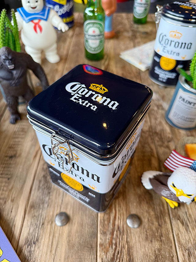コロナ　キャニスター缶　スクエアタイプ　（ボトルラベル）　コロナビール　■ アメリカン雑貨 アメリカ雑貨 |  | 01