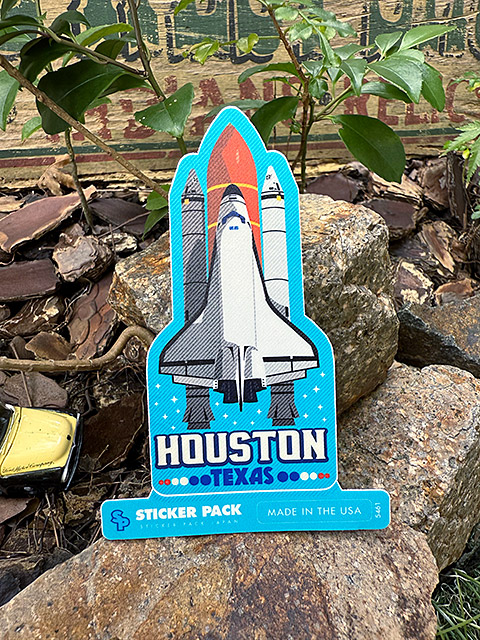 ステッカーパック　アウトドア　ステッカー　トラベルシリーズ　Lサイズ　（スペースシップ　ヒューストン）　MADE IN U.S.A.　耐水　耐光 | 