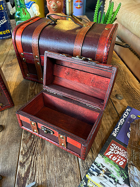 海賊宝箱 アンティークトランクケース 3個セット （ヴィンテージレッド