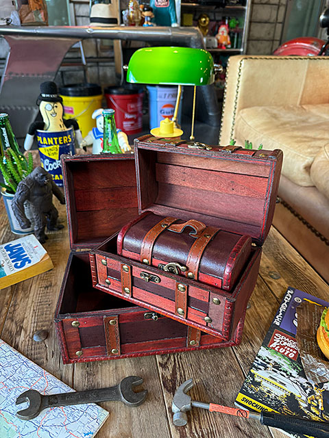 海賊宝箱 アンティークトランクケース 3個セット （ヴィンテージレッド