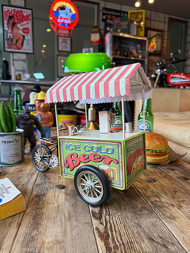 ビール屋さんの移動販売車 自転車 ブリキオブジェ □ アメリカン雑貨