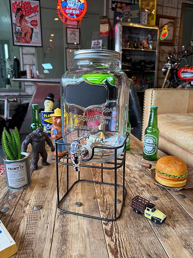 グラスウェア　ドリンクサーバー　（アイアンスタンド付き）　ビバレッジサーバー ■ アメリカン雑貨 アメリカ雑貨 | 