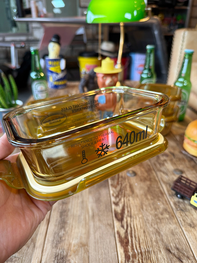 ヒートレジスタント フードコンテナ アンバー （長方形/640ml/Mサイズ