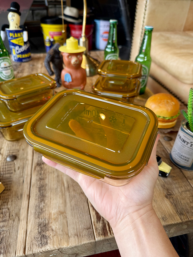ヒートレジスタント フードコンテナ アンバー （長方形/640ml/Mサイズ
