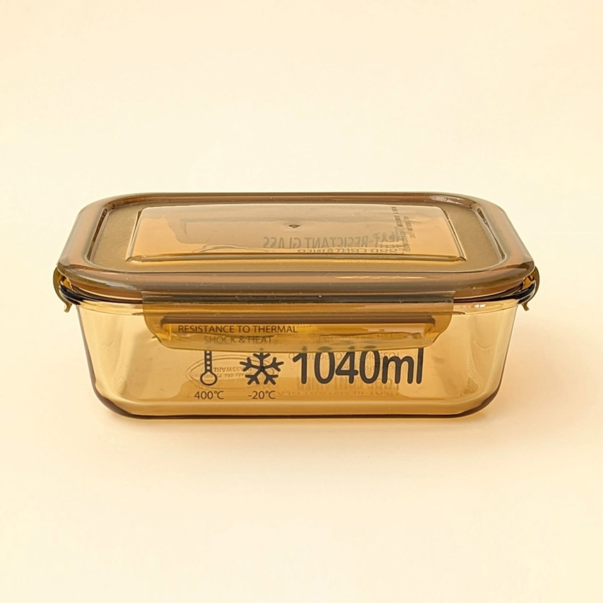 ヒートレジスタント フードコンテナ アンバー （長方形/640ml/Mサイズ