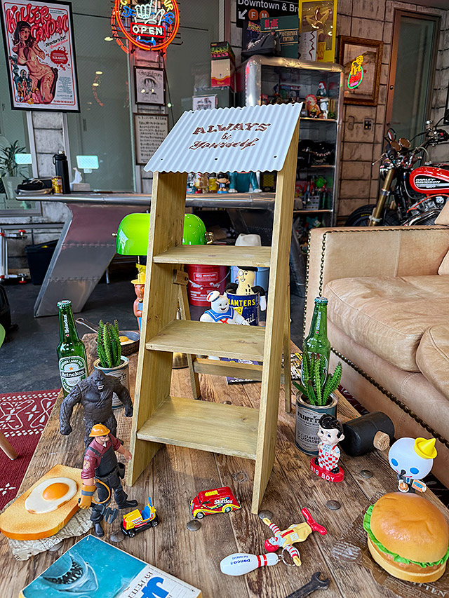 ジャンクガレージ　ウッドラダー　ディスプレイ台　（ホワイト）　ディスプレイラダー ■ アメリカン雑貨 アメリカ雑貨 |  | 06