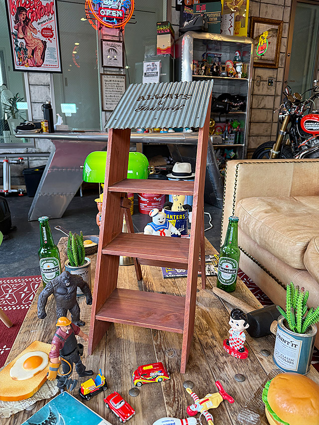 ジャンクガレージ　ウッドラダー　ディスプレイ台　（シルバー）　ディスプレイラダー ■ アメリカン雑貨 アメリカ雑貨 |  | 07