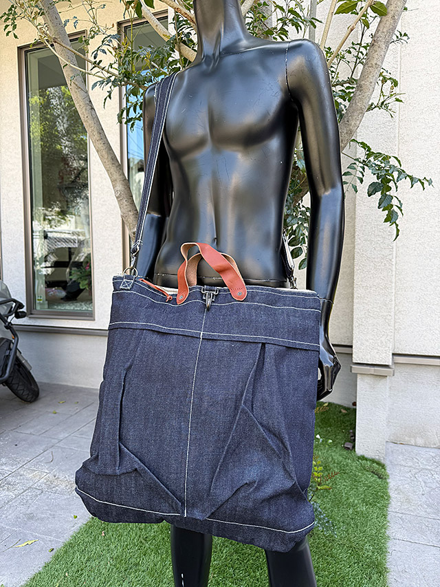 マストロ　デニム　ヘルメットバッグ　岡山産デニム　（インデイゴリジッド）　MADE IN JAPAN　アライヤン ■ アメリカ雑貨 アメリカン雑貨 | 