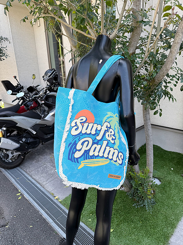ハワイアン サーフ＆パーム 大判 トートバッグ □ アメリカン雑貨