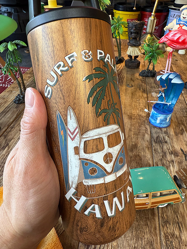 ハワイアン　ウッディプリント　ステンレス　耐熱ボトル　550ml　（サーフバス）　二重構造　水筒　保冷＆保温 |  | 02