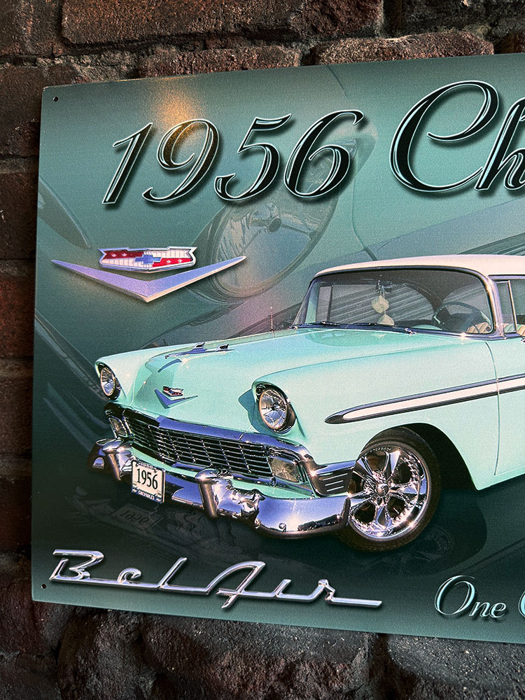 Chevy 1956年 シボレー ベルエア ブリキ看板 □ アメリカン雑貨