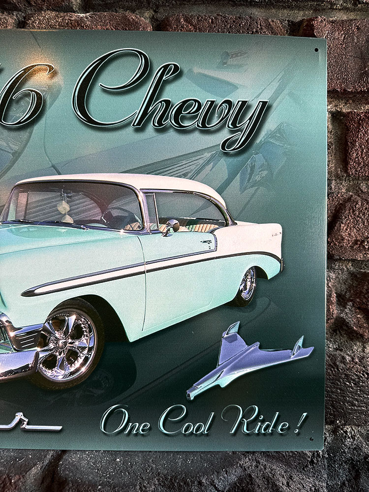 Chevy 1956年 シボレー ベルエア ブリキ看板 □ アメリカン雑貨