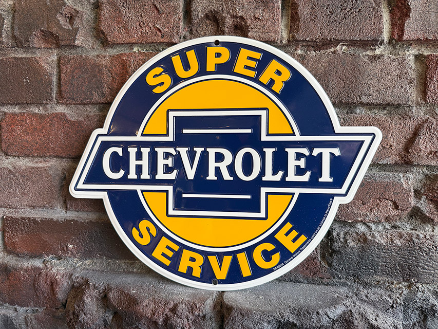 シボレー　スーパーサービス　ダイカット　エンボス　ティンサイン　ブリキ看板 ■ アメリカン雑貨 アメリカ雑貨 | 